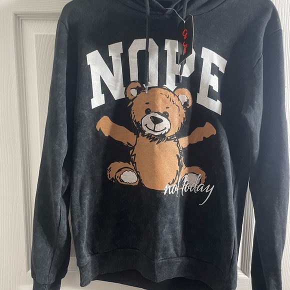 On Fire Black and Brown Hoodies Bold NOPE Design - Picture 1 of 4